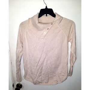 Jeanne Pierre sweater women's M Cream/ ivory  button collar detail Grandmacore